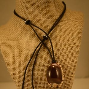 Purple Cowrie Shell, Ebony Necklace